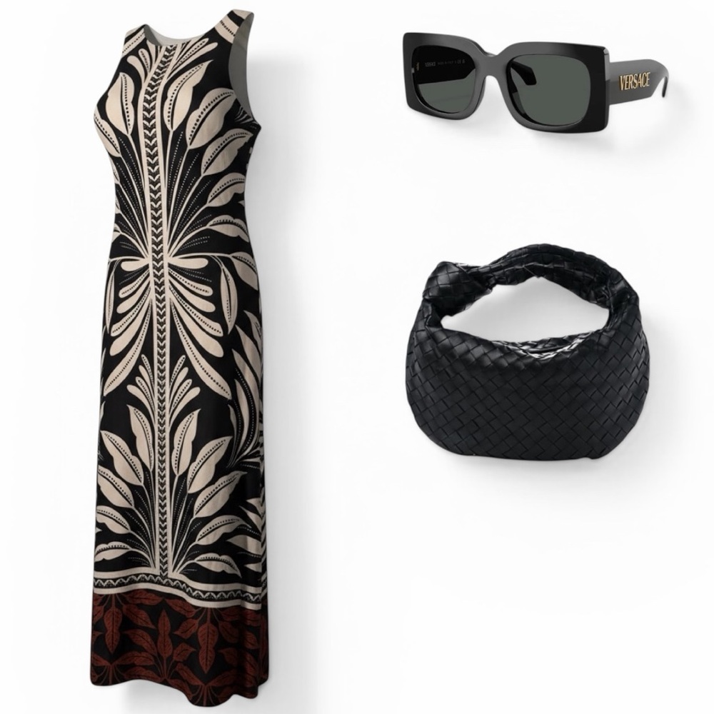 Donna Morgan Black and White Printed Maxi Dress
